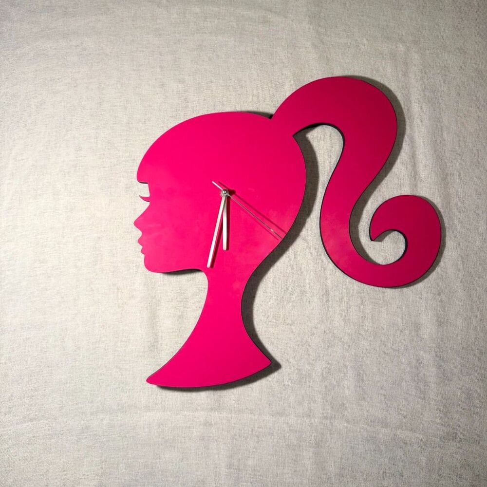 Barbie Hot Pink Silhouette Wall Clock Mattel Barbiecore Decor